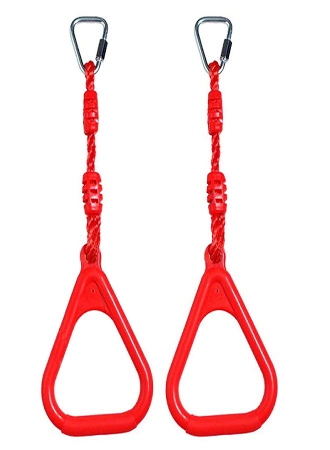 REZNOR مجموعة حلقات مثلثة شديدة التحمل من ريزنور، قطعتان مع وصلات دلتا سريعة القفل، مناسبة لمجموعات ألعاب الصالات الرياضية الداخلية والملاعب الخارجية لمجموعات الأرجوحة، (أحمر) - Image 1